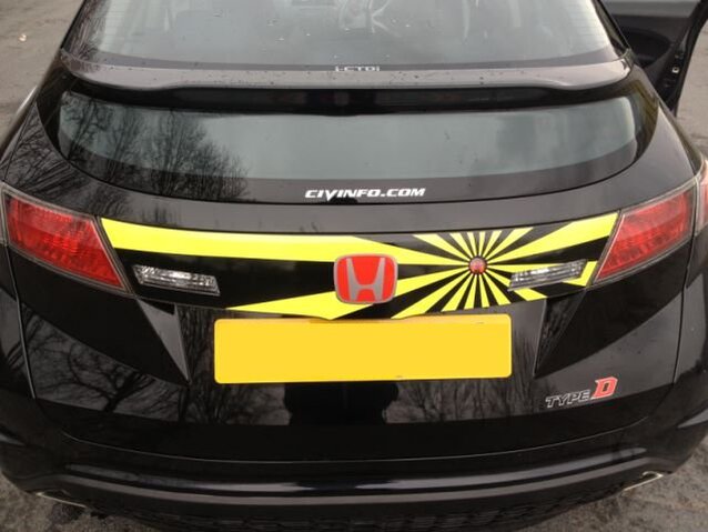 Honda Civic FN2 Yellow Sun Burst Rear Cluster Vinyl Panel